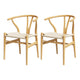 Set of 2 Wishbone Dining Chairs - Natural