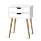 Bodie White Wooden Bedside Table with 2 Drawers