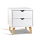 Anders White Wooden Bedside Table with 2 Drawers