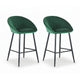Artiss 2x Bar Stools Kitchen Dining Chair Counter Stool Tub Velvet Metal Green