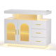 Artiss Buffet Sideboard Cabinet LED Clear Door Kitchen Storage Drawers White