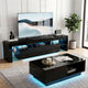 Artiss LED TV Unit & Coffee Table Set Storage Cabinet Black