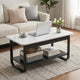 Artiss Coffee Table 2-Tier 80CM Marble Finish Shelf Black&White