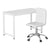 Artiss Computer Desk 120cm Executive Office Chairs Set PU Leather Low Back White