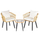 Gardeon 3PC Outdoor Bistro Set Patio Furniture Lounge Setting Table and Chairs Natural