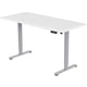 FORTIA Sit To Stand Up Standing Desk, 150x70cm, 72-118cm, Height Adjustable, 50kg Rated, Matte White/Silver Frame