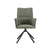 Dining Chair Green Linen Fabric Upholstered Seat Powder Coated Iron Legs