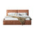 Louis Queen Bed Frame PU leather KD Slat in Wooden Legs