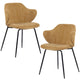 Set of 2 Dining Chairs Corduroy Cord Fabric with Metal Legs in Mustard Yellow
