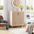 NNETMLT 5-Tier Shoe Cabinet with Geometric Pattern Doors-White/Natural
