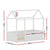 Artiss Bed Frame Wooden Kids House Single Frame White KORI