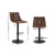 Set of 2 Jovy Kitchen Bar Stools In Vintage Leather Brown