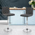 Set of 2 Arne Kitchen Bar Stools In Grey Leather And Chrome