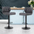 Set of 2 Promus Kitchen Bar Stools In Leather Charcoal