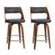 Set of 2 Walnut Wooden Bar Stools In Black