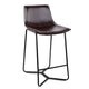 Set of 2 Dawn Kitchen Bar Stools In Metal Walnut
