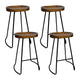 Artiss Set of 4 Elm Wood Backless Bar Stools 65cm - Black and Dark Natural