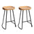 Set of 2 Wooden Backless Bar Stools In Natural