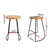 Set of 2 Wooden Backless Bar Stools In Natural