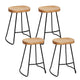 Artiss Set of 4 Elm Wood Backless Bar Stools 65cm - Black and Light Natural