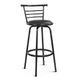 Set of 2 Kitchen Bar Stools In Black PU Leather