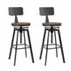 Artiss Set of 2 Rustic Industrial Style Metal Bar Stool - Black and Wood