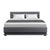 RGB LED Lumi Gas Lift Bed Frame Queen Size With Base Storage In Grey Linen