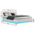 RGB LED Lumi Gas Lift Bed Frame Queen Size With Base Storage In White Leather