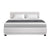 RGB LED Lumi Gas Lift Bed Frame Queen Size With Base Storage In White Leather