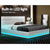RGB LED Lumi Gas Lift Bed Frame Queen Size With Base Storage In White Leather