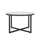 Artiss Marble Effect Round Coffee Table with Black Metal Base