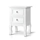 French Bedside Table With 2 Drawers In White