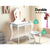 Keezi Kids Vanity Dressing Table Stool Set Mirror Drawer Children Makeup White - Decorly