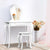 Keezi Kids Vanity Dressing Table Stool Set Mirror Drawer Children Makeup White - Decorly