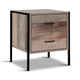 Barnsly Bedside Table With 2 Drawers In Dark Oak With Metal Frame