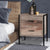 Barnsly Bedside Table With 2 Drawers In Dark Oak With Metal Frame