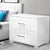 Artiss High Gloss Two Drawers Bedside Table - White - Decorly