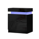 Lume Tower LED Bedside Table With 2 Drawers In High Gloss Black