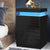 Lume LED Bedside Table With 3 Drawers In High Gloss Black