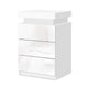 Lume LED Bedside Table With 3 Drawers In High Gloss White