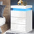 Lume LED Bedside Table With 3 Drawers In High Gloss White