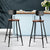 Set of 2 Alex Vintage Bar Stools In Pine Wood With Metal Frame