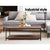 Artiss Coffee Table Wooden Rustic Vintage Storage Shelf Metal Frame Black - Decorly