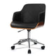 Portia Wooden Office Desk Chair PU Leather In Black