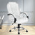 PU Leather Padded Office Desk Computer Chair - White - Decorly