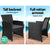 Gardeon Set of 4 Outdoor Rattan Chairs & Table - Black