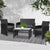 Gardeon Set of 4 Outdoor Rattan Chairs & Table - Black