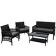 Gardeon Outdoor Furniture Rattan Set Wicker Cushion 4pc Black