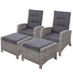 2PC Sun lounge Recliner Chair Wicker Lounger Sofa Day Bed Outdoor Chairs Patio Furniture Garden Cushion Ottoman Gardeon