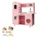 Keezi Kids Wooden Kitchen Pretend Play Sets Food Cooking Toys Children Pink